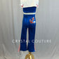 Custom Blue, Red & White Sailor Inspired Two Piece with Flare Pants - Rhinestones