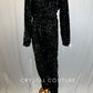 Black Sequin Jumpsuit with Rhinestoned Bra - Rhinestones