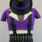 Custom Purple Collared Top with Pinstripe Jumper - Rhinestones