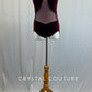 Burgundy Velvet Cross Strap Leotard with Mesh Front Bodice Insert