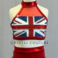 Custom Red, White & Blue British Flag Halter Top and Booty Shorts - Rhinestones