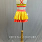 Custom Yellow & Neon Orange Top with Layered Circle Skirt - Rhinestones