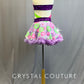 Custom Neon Multicolor Wrap Top and Floral Sequin Skirt with Lavender Crinoline - Rhinestones