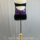 Purple Lace Mini Dress with Black Fringe - Rhinestones