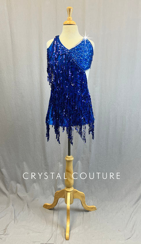 Royal Blue Zsa Zsa and Sequin Fringe Dress - Rhinestones