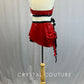 Custom Red & Black Sequined Two Piece with Side Bustle - Rhinestones