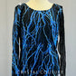 Custom Black & Blue Lightning Bolt Dress with Mesh Sleeve - Rhinestones