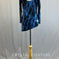 Custom Black & Blue Lightning Bolt Dress with Mesh Sleeve - Rhinestones