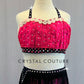 Custom Hot Pink Pleated Top and Fringe Mini Skirt - Rhinestones