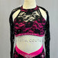 Custom Hot Pink & Black Lace Two Piece - Rhinestones