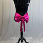 Black Strappy Zsa Zsa Leotard with Mesh Panels and Pink Bow - Rhinestones