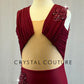 Custom Burgundy Open Back Leotard with Nude Mesh Torso - Rhinestones