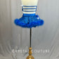 Custom Blue Cookie Monster Two Piece with Circle Skirt and Fur Trim - Rhinestones