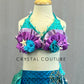 Custom Purple, Teal & Blue Mermaid Inspired Two PIece with iridescent Back Skirt - Rhinestones