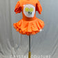 Custom Orange Care Bear Puff Sleeve Dress with Circle Skirt and Crinoline - Rhinestones