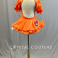 Custom Orange Care Bear Puff Sleeve Dress with Circle Skirt and Crinoline - Rhinestones