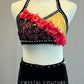Custom Pink & Gold Two Piece with Black Lace and Velvet - Rhinestones