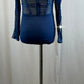 Navy Long Sleeve Mesh Cage Leotard - Rhinestones