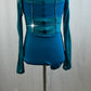 Deep Teal Long Sleeve Mesh Cage Leotard - Rhinestones