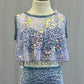 Lavender Sequin Lace Two Piece with Rhinestone Appliques