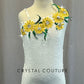 Solid White Sequin Unitard with Rhinestoned Yellow Daisy Appliques