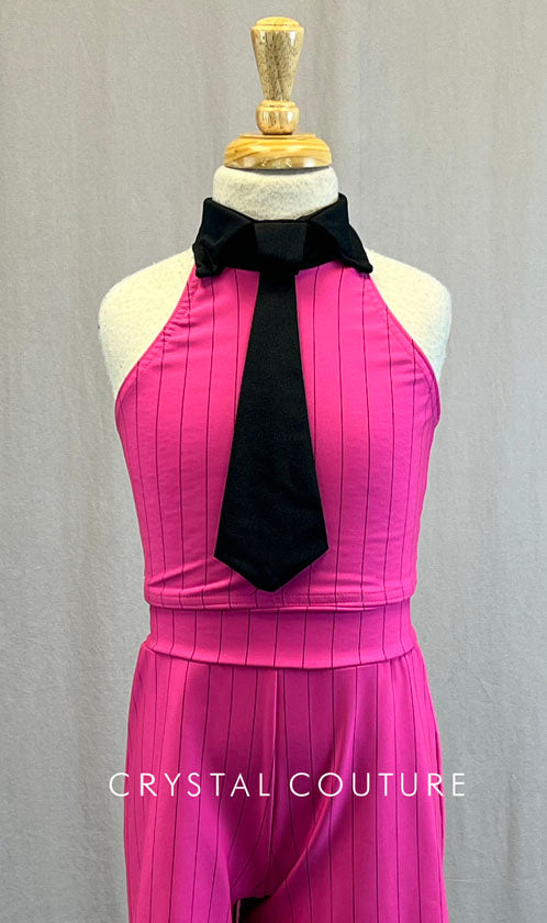 Hot Pink & Black Striped Halter Top and Crop Pant