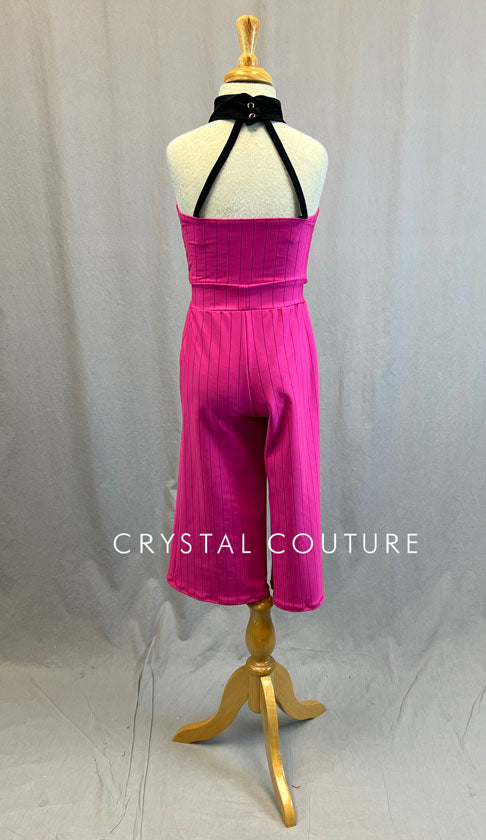 Hot Pink & Black Striped Halter Top and Crop Pant