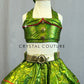 Light Olive Holographic Military Inspired Two Piece Top and Skirt - Rhinestones