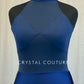 Navy Mock Neck Leotard with Mesh Inserts and Back Skirt