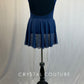Navy Mock Neck Leotard with Mesh Inserts and Back Skirt