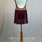 Burgundy Mock Neck Leotard with Mesh Inserts and Back Skirt