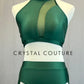 Dark Green Two Piece with Curved Mesh Insert and Back Skirt