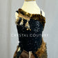 Custom Black Zsa Zsa and Brown Textured Cave Girl Inspired Leotard - Rhinestones