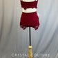 Custom Burgundy Lace Two Piece Bra Top and Shorts - Rhinestones