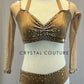 Bronze Top and Trunks with Mesh Sleeves - Rhinestones