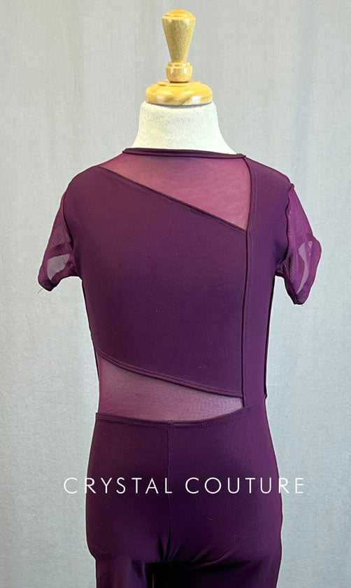 Plum Unitard with Mesh Inserts