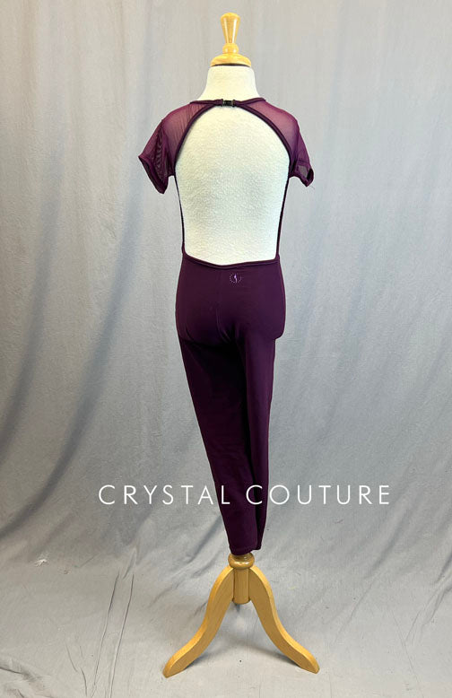 Plum Unitard with Mesh Inserts