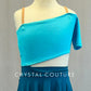 Teal and Aqua One Short Sleeve Leotard with Open Midriff and Skirt