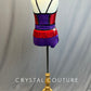 Red and Purple Color Block Two Piece with Black Trim and Red Fringe