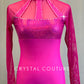 Hot Pink Lycra Leotard with Mesh and Shiny Lycra Accents