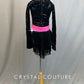 Custom Hot Pink and Black Long Sleeve Leotard and Attached Fringe Skirt