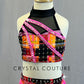 Hot Pink Fringe with Orange Plaid Two Piece Halter Top and Trunks.