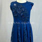 Navy Blue Lycra and Lace Cap Sleeve Dress