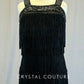 Black Lycra Fringe Flapper Mini Dress