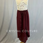 Mauve Nude and Lace Front Leotard with Burgundy Chiffon Slit Skirt