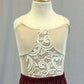 Mauve Nude and Lace Front Leotard with Burgundy Chiffon Slit Skirt