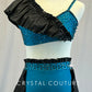 Teal and Black Two Piece With Shoulder Ruffle and Black Half Skirt