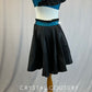 Teal and Black Two Piece With Shoulder Ruffle and Black Half Skirt