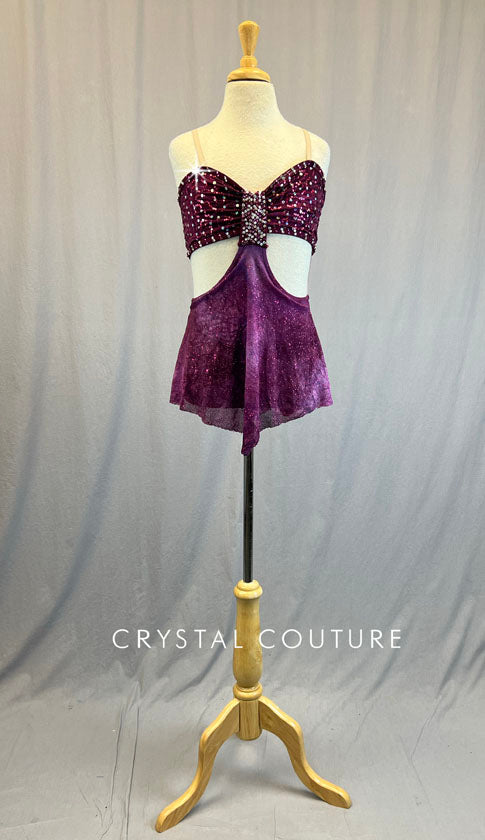 One Piece Purple Dress in Zsa Zsa Sequin Watercolor Lycra and Glitter Chiffon Skirt