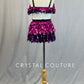 Fuchsia and Purple Solid Sequin Ruffle Tiered Bra Top and Skirt